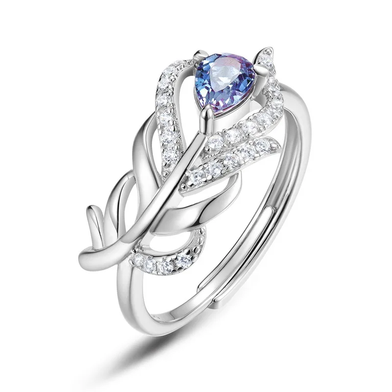 JewelyKing S925 Sterling Silver Luxury Color Change Lab Grown Alexandrite Creative Design Ring JKRS0005
