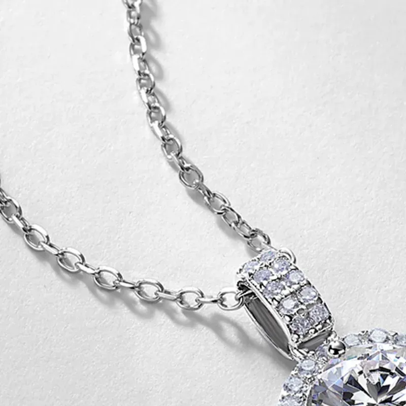 JewelyKing S925 Sterling Silver Lab Grown Diamond Round Necklace