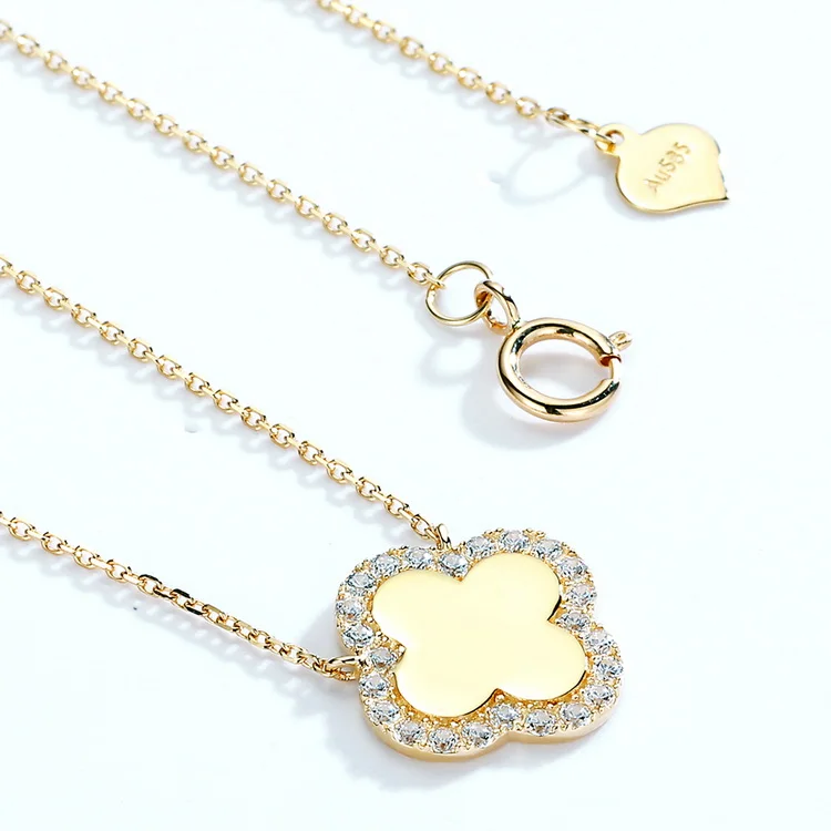 JewelyKing 14K Synthetic Stone Diamond Dainty Gold Necklace JKNS0136