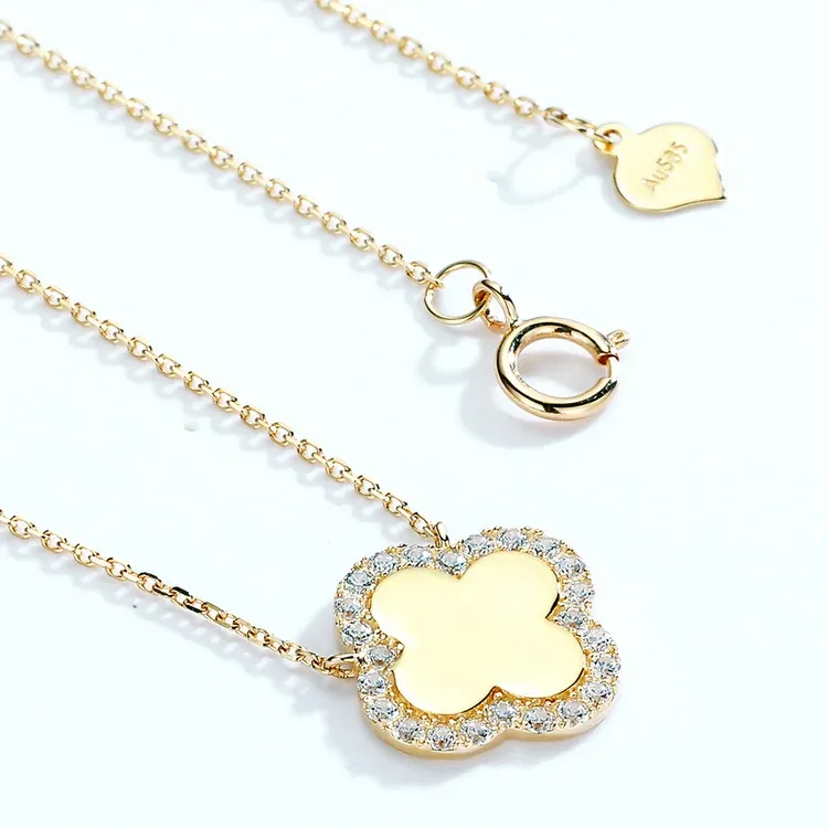 JewelyKing 14K Synthetic Stone Diamond Dainty Gold Necklace JKNS0136