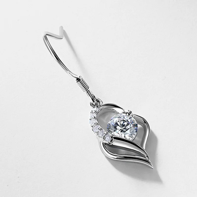 Lab Grown Diamond Drop Earrings Trendy 925 Sterling Silver Gold Plated Dangle Hooks
