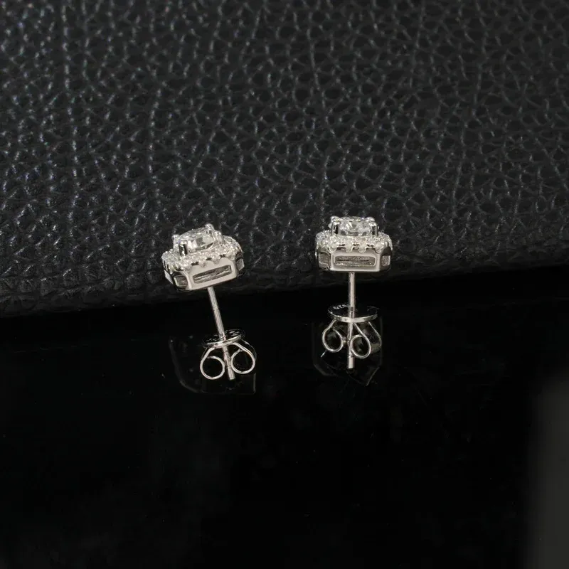 Women's 925 Sterling Silver Lab Grown Diamond Stud 5MM Earrings 