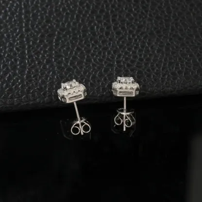 Women's 925 Sterling Silver Lab Grown Diamond Stud 5MM Earrings 
