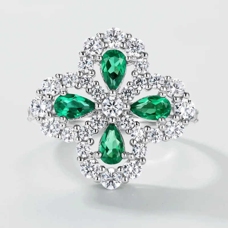 Eternity Ring Costume Jewelry Emerald Ring Cut 5a Cz Wedding Silver Rings for Women