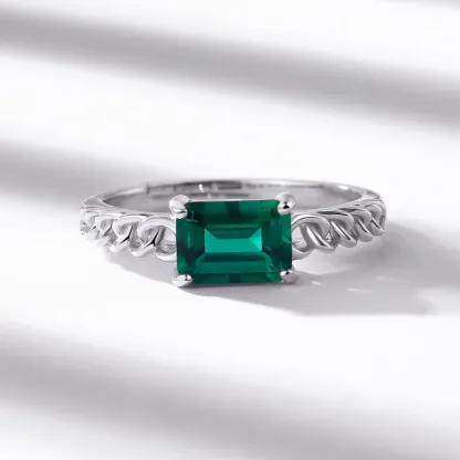 S925 Sterling Silver Exquisite Female Costume Jewelry Emerald Ring for Women