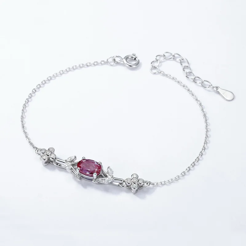 JewelyKing Lab Grown Alexandrite Sterling Silver Bracelet Dainty Women Jewelry JKBS0001