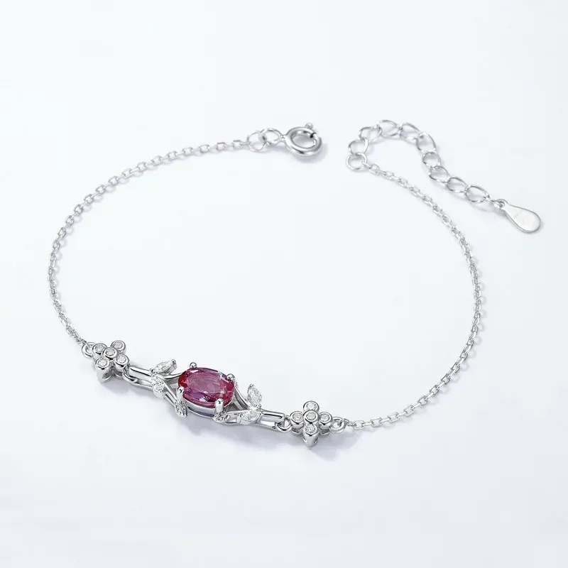 JewelyKing Lab Grown Alexandrite Sterling Silver Bracelet Dainty Women Jewelry JKBS0001