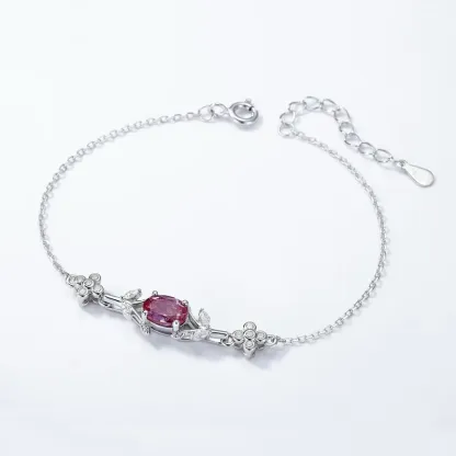JewelyKing Lab Grown Alexandrite Sterling Silver Bracelet Dainty Women Jewelry JKBS0001