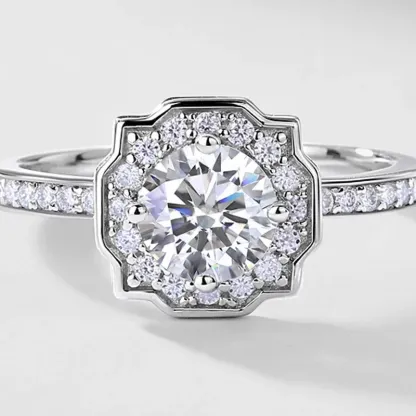 JewelyKing Women S925 Sterling Silver 1.0ct Radiant Flower Cut Lab Grown Diamond Wedding Engagement Rings JKRS0001