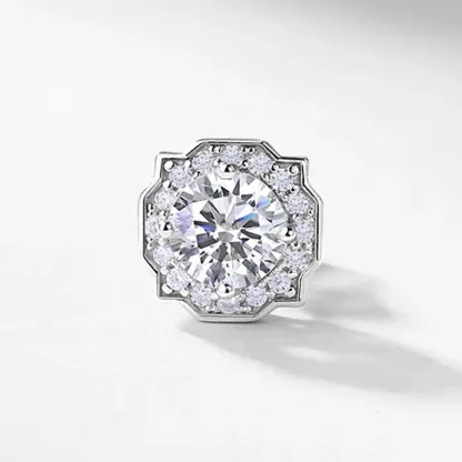 Classic Luxury 0.5CT Lab Diamond Earrings S925 Silver Rhodium Plated Brilliant Cut Prong Set Round Style Studs