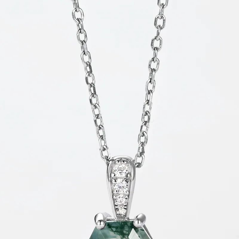 High Quality Moss Agate Round Gemstone Pendant 925 Sterling Silver for Women Jewelry Making