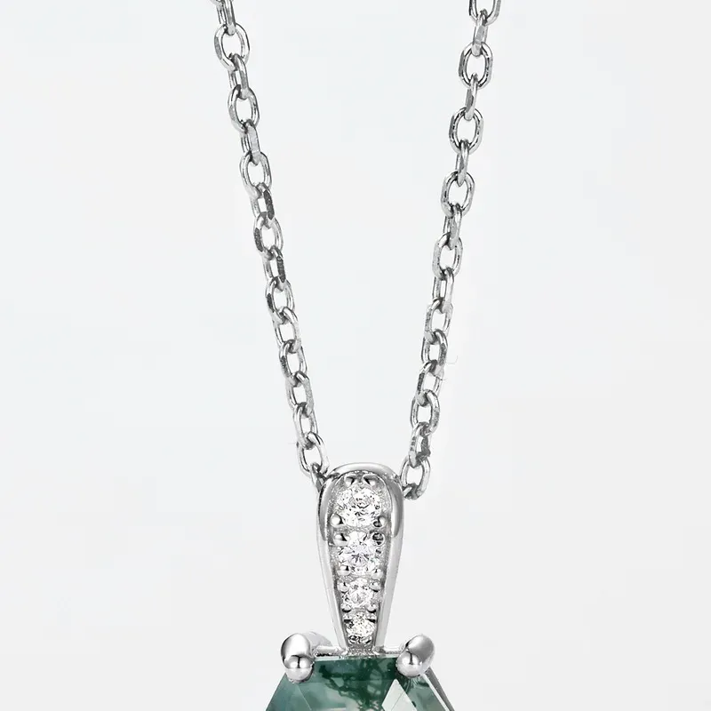 High Quality Moss Agate Round Gemstone Pendant 925 Sterling Silver for Women Jewelry Making