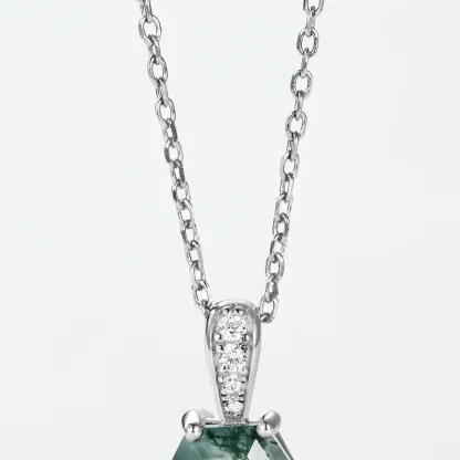 High Quality Moss Agate Round Gemstone Pendant 925 Sterling Silver for Women Jewelry Making