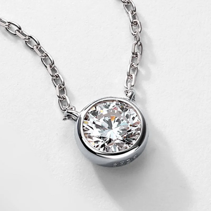 JewelyKing S925 Sterling Silver 1CT Lab Grown Diamond Necklace Lightweight Luxury Casual Design Jewelry JKNS0011