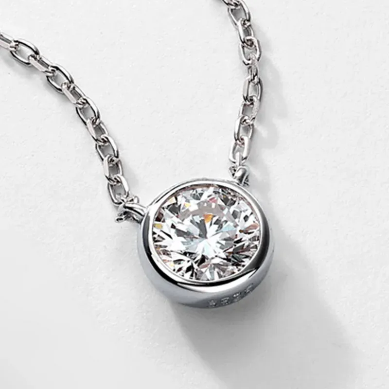 JewelyKing S925 Sterling Silver 1CT Lab Grown Diamond Necklace Lightweight Luxury Casual Design Jewelry JKNS0011
