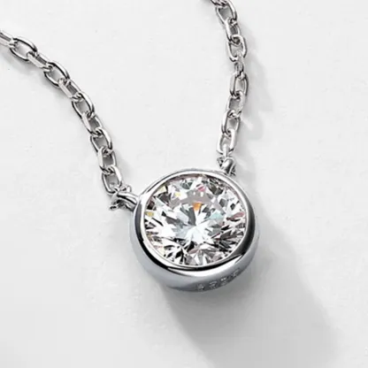 JewelyKing S925 Sterling Silver 1CT Lab Grown Diamond Necklace Lightweight Luxury Casual Design Jewelry JKNS0011