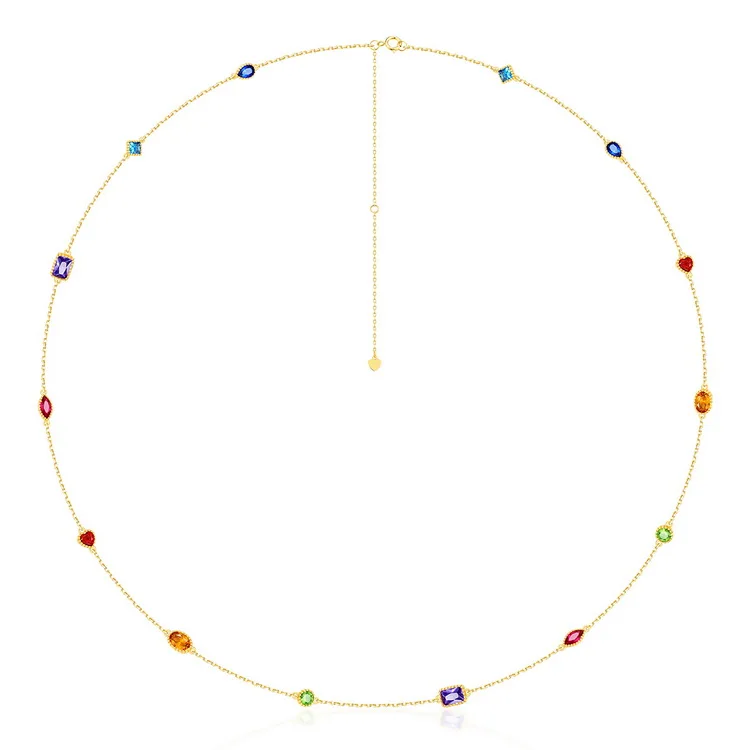 JewelyKing S925 Silver Simple Style Colored Cz Jewelry Sweater Chain Long Necklace JKNS0143