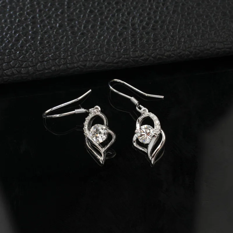 Lab Grown Diamond Drop Earrings Trendy 925 Sterling Silver Gold Plated Dangle Hooks