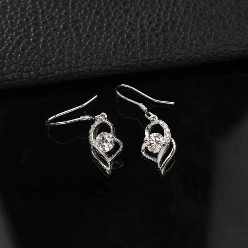 Lab Grown Diamond Drop Earrings Trendy 925 Sterling Silver Gold Plated Dangle Hooks