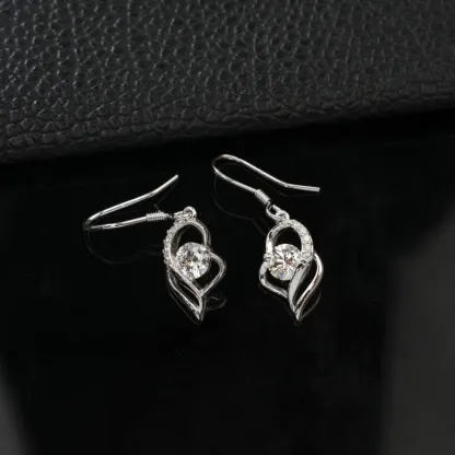 Lab Grown Diamond Drop Earrings Trendy 925 Sterling Silver Gold Plated Dangle Hooks