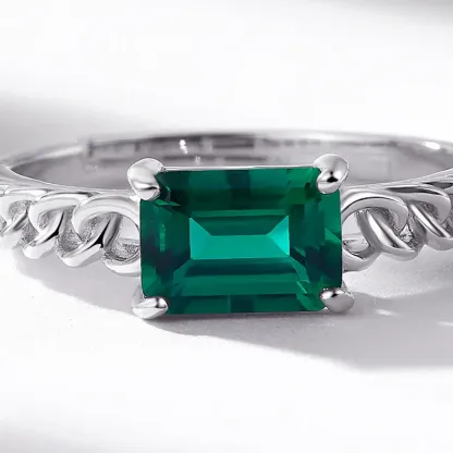 S925 Sterling Silver Exquisite Female Costume Jewelry Emerald Ring for Women