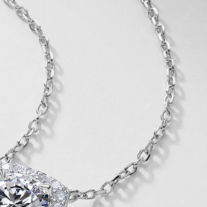 S925 Sterling Silver Circle Lab Grown Diamond Necklace Jewelry 