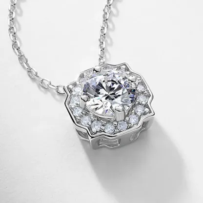 JewelyKing S925 Sterling Silver Non Tarnish Round Cut Lab Grown Diamond Necklace