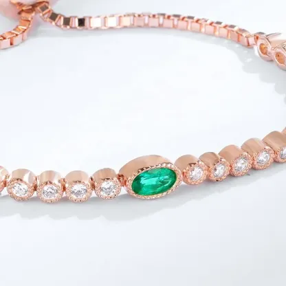 Factory Wholesale Jewelry Adjustable Tennis Bracelets Dainty Classic Lab Grown Emeralds Tennis Bracelet