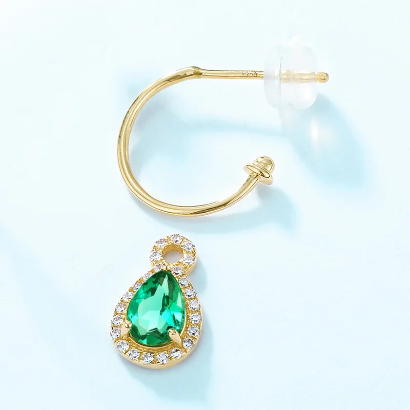 Custom Natural Emerald Earring 14K Solid Gold Emerald Earrings Fine Jewelry New Trendy Girl Stud Earring