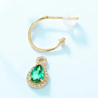 Custom Natural Emerald Earring 14K Solid Gold Emerald Earrings Fine Jewelry New Trendy Girl Stud Earring