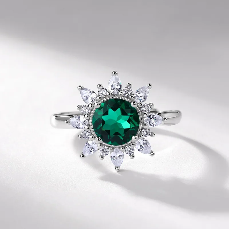 Panyu High Jewelry Customized Lab Grown Emerald Ruby Flower Ring