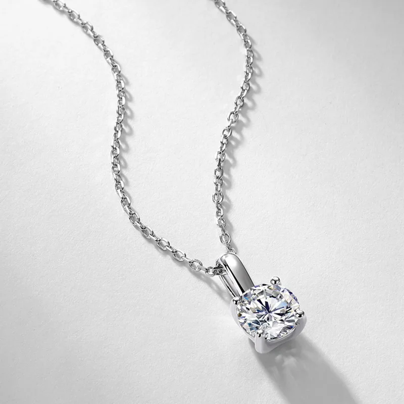 JewelyKing S925 Sterling Silver Hpht Lab Grown Diamond Necklace Charm Jewelry JKNS0013