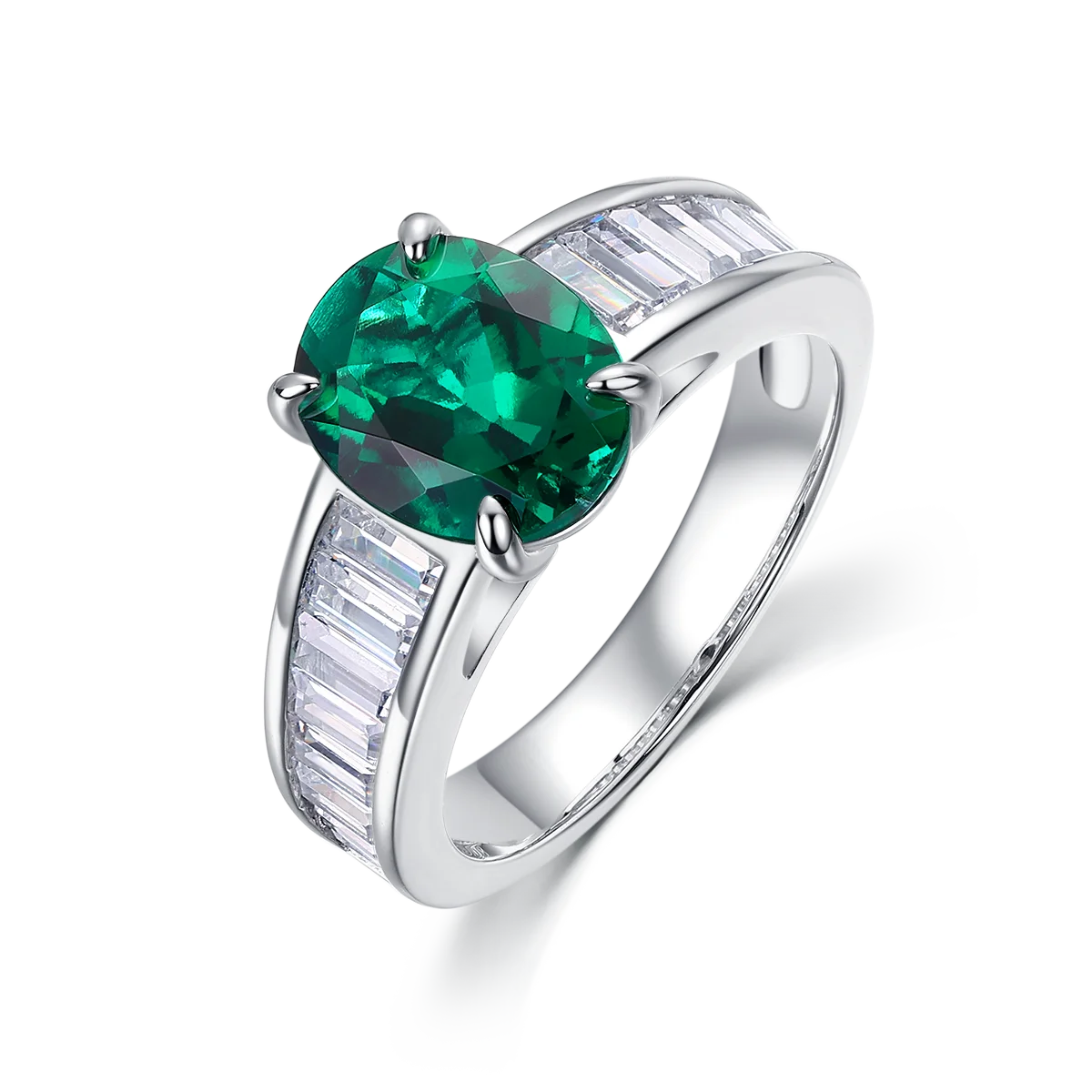 New S925 Silver Ring 5a Zircon 8 * 10 Ins Fine Versatile Oval Pigeon Costume Jewelry Emerald Ring Female
