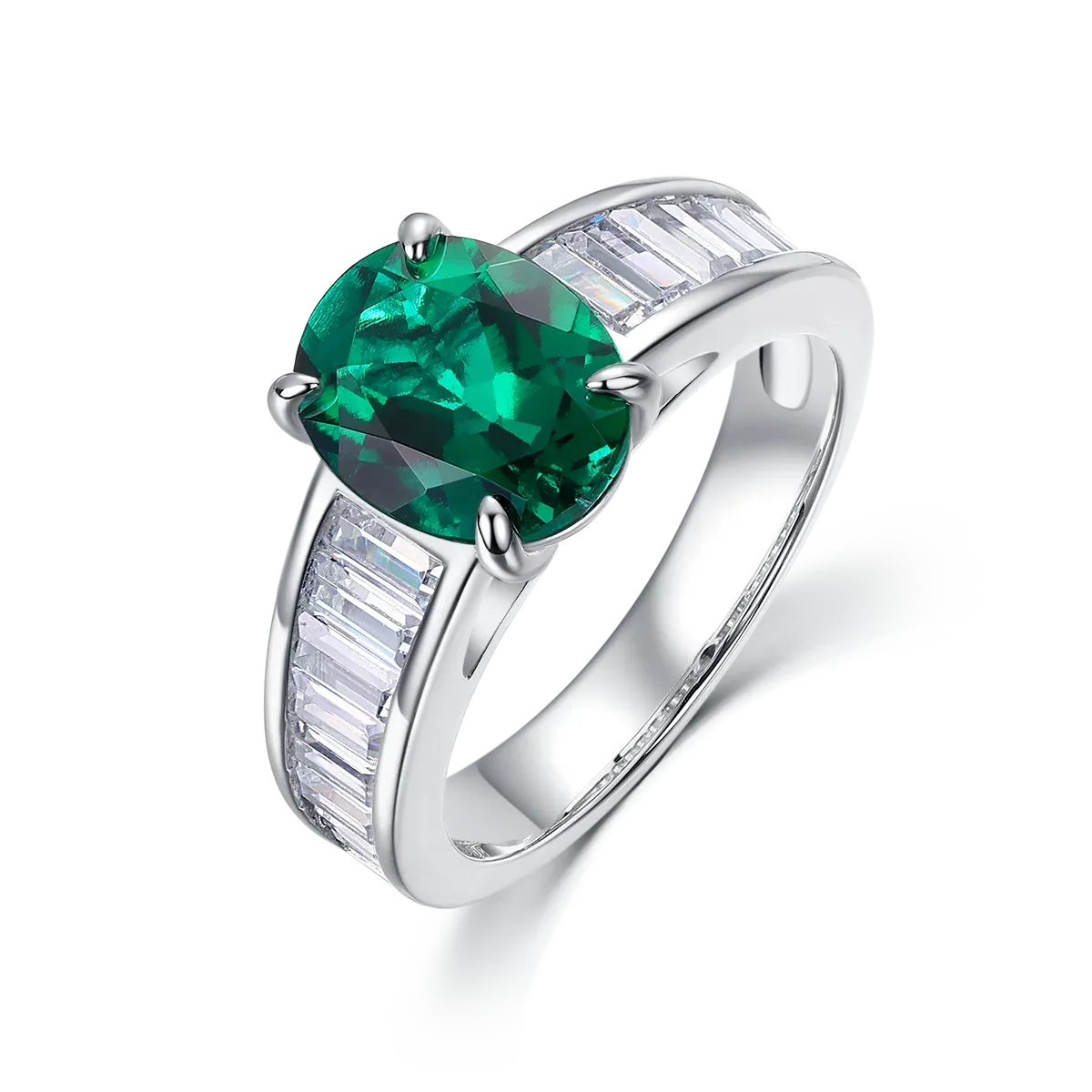New S925 Silver Ring 5a Zircon 8 * 10 Ins Fine Versatile Oval Pigeon Costume Jewelry Emerald Ring Female