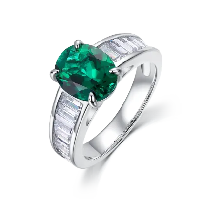 New S925 Silver Ring 5a Zircon 8 * 10 Ins Fine Versatile Oval Pigeon Costume Jewelry Emerald Ring Female