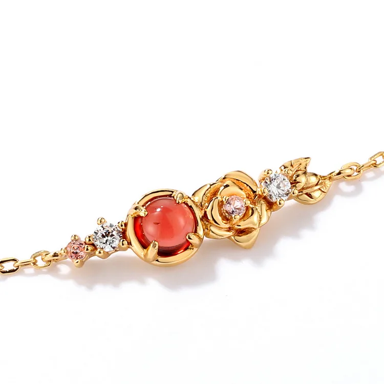 JewelyKing S925 Silver Mozambique Garnet Gold Plated Fashion Bracelet  JKBS0046