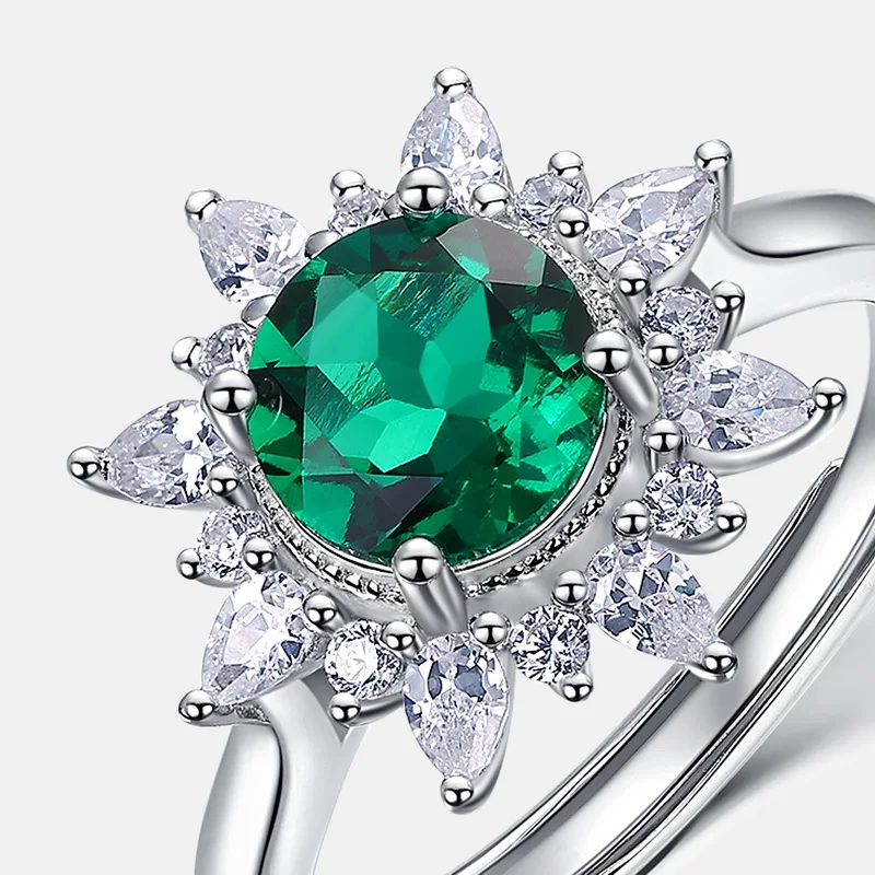 Panyu High Jewelry Customized Lab Grown Emerald Ruby Flower Ring