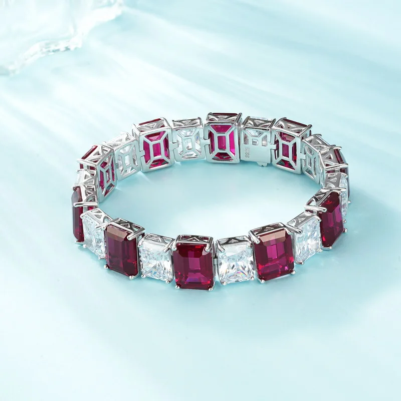 Women's Retro Style Bracelet Versatile Set with ZirconParaiba Synthetic Green Glass Diamond Bracelet Chain for Parties