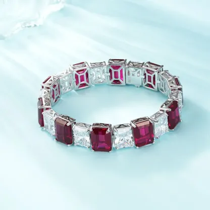 Women's Retro Style Bracelet Versatile Set with ZirconParaiba Synthetic Green Glass Diamond Bracelet Chain for Parties