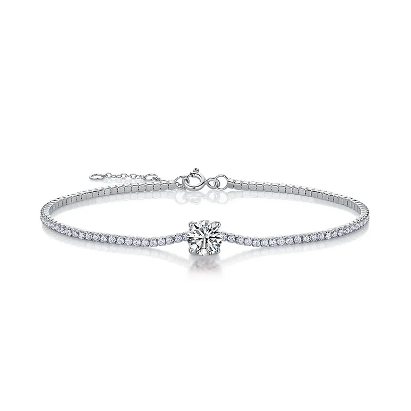 Wholesale Jewelry S925 Silver Charm Adjustable Lab Grown Emerald Bracelet Full Diamond Sets