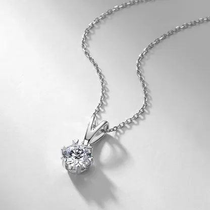 JewelyKing S925 Sterling Silver 1CT Lab Grown Diamond Necklace Lightweight Luxury Casual Design Jewelry JKNS0012