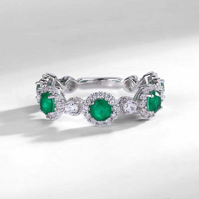 Wholesale 925 Sterling Silver Lab Grown Emerald Ring Gemstone 925