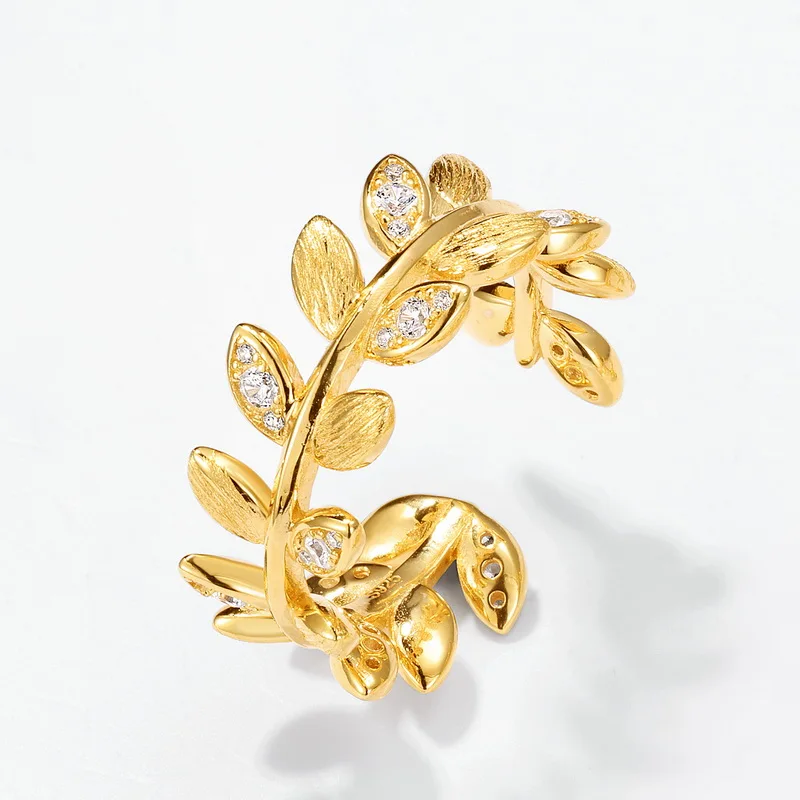 Jewelyking  S925 Sterling Silver Italian Hand Brushed Wheat Ear Ring  Light Luxury Brushed Ring JKRS0110