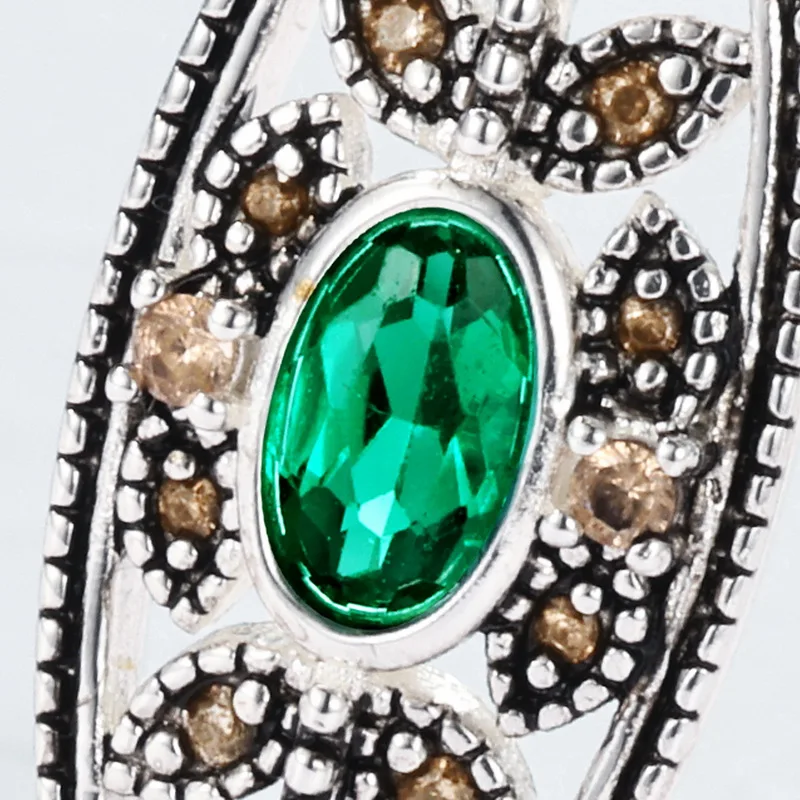 925 Sterling Silver Plated Gemstone Vintage Cz Zirconia Hollow Leaf Lab Emerald Pendant