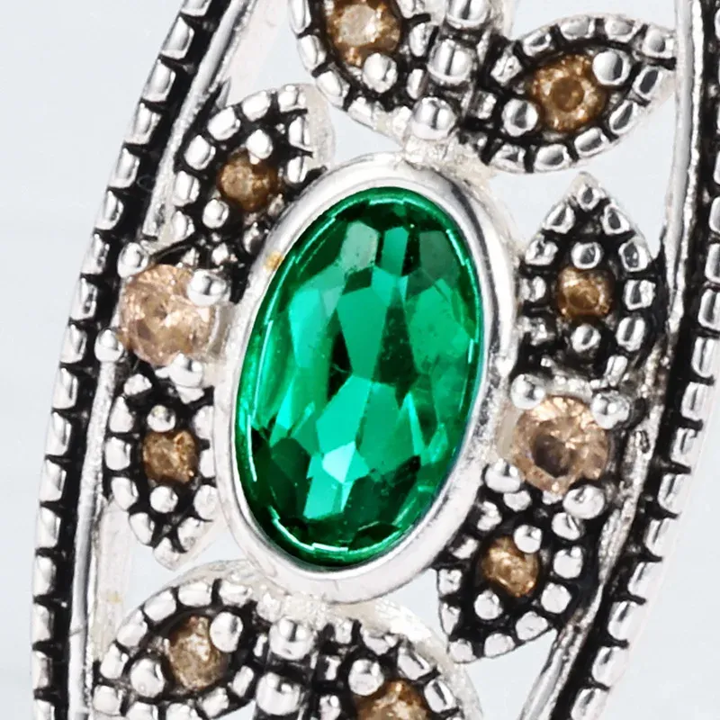 925 Sterling Silver Plated Gemstone Vintage Cz Zirconia Hollow Leaf Lab Emerald Pendant