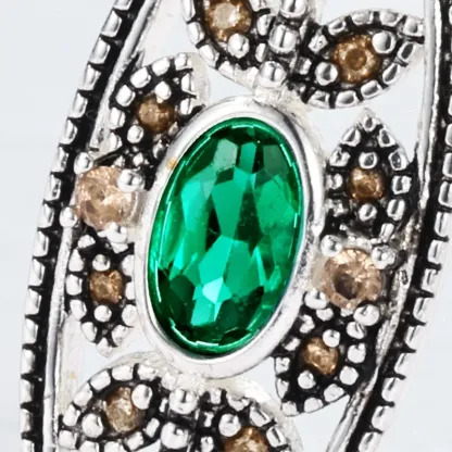 925 Sterling Silver Plated Gemstone Vintage Cz Zirconia Hollow Leaf Lab Emerald Pendant