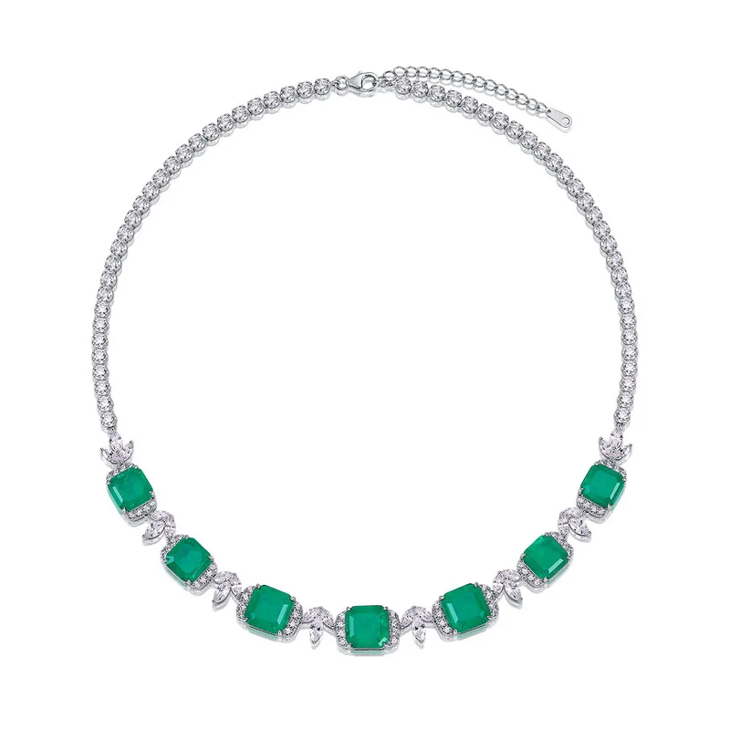 Luxury Bridal Necklace Lab Grown Sapphire S925 Sterling Silver Plated Gold Exquisite Pendant Necklace