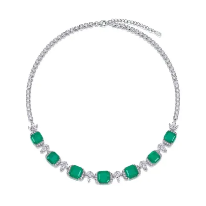 Luxury Bridal Necklace Lab Grown Sapphire S925 Sterling Silver Plated Gold Exquisite Pendant Necklace