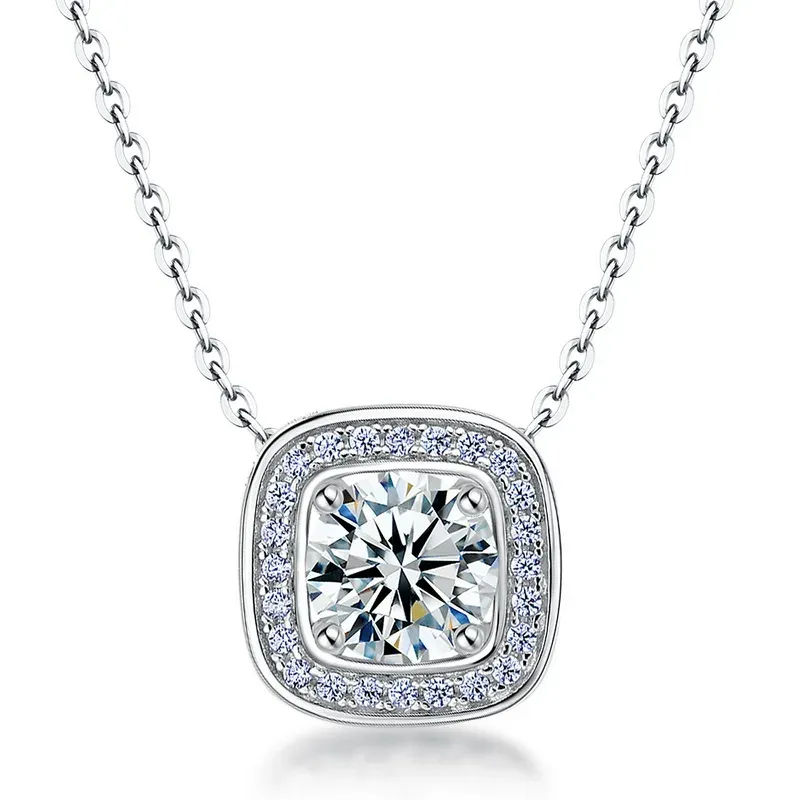 JewelyKing S925 Sterling Silver Lab Grown Diamond Elliptic Necklace