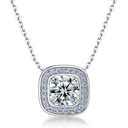 JewelyKing S925 Sterling Silver Lab Grown Diamond Elliptic Necklace